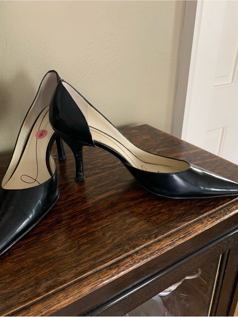 Anne Klein Black Patent Pointed-Toe Pumps